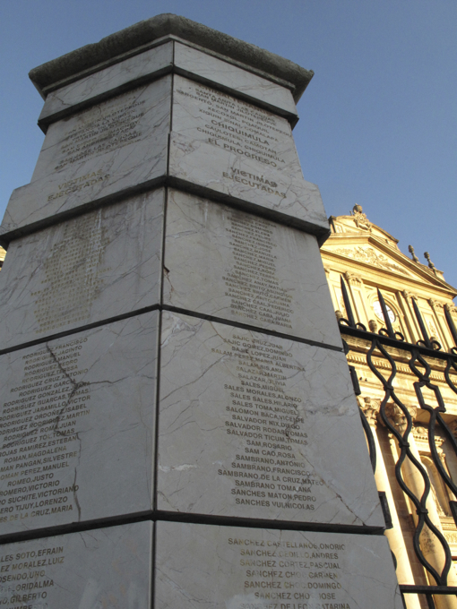 This monument to executed victims reminded us of Guatemala's turbulent past.